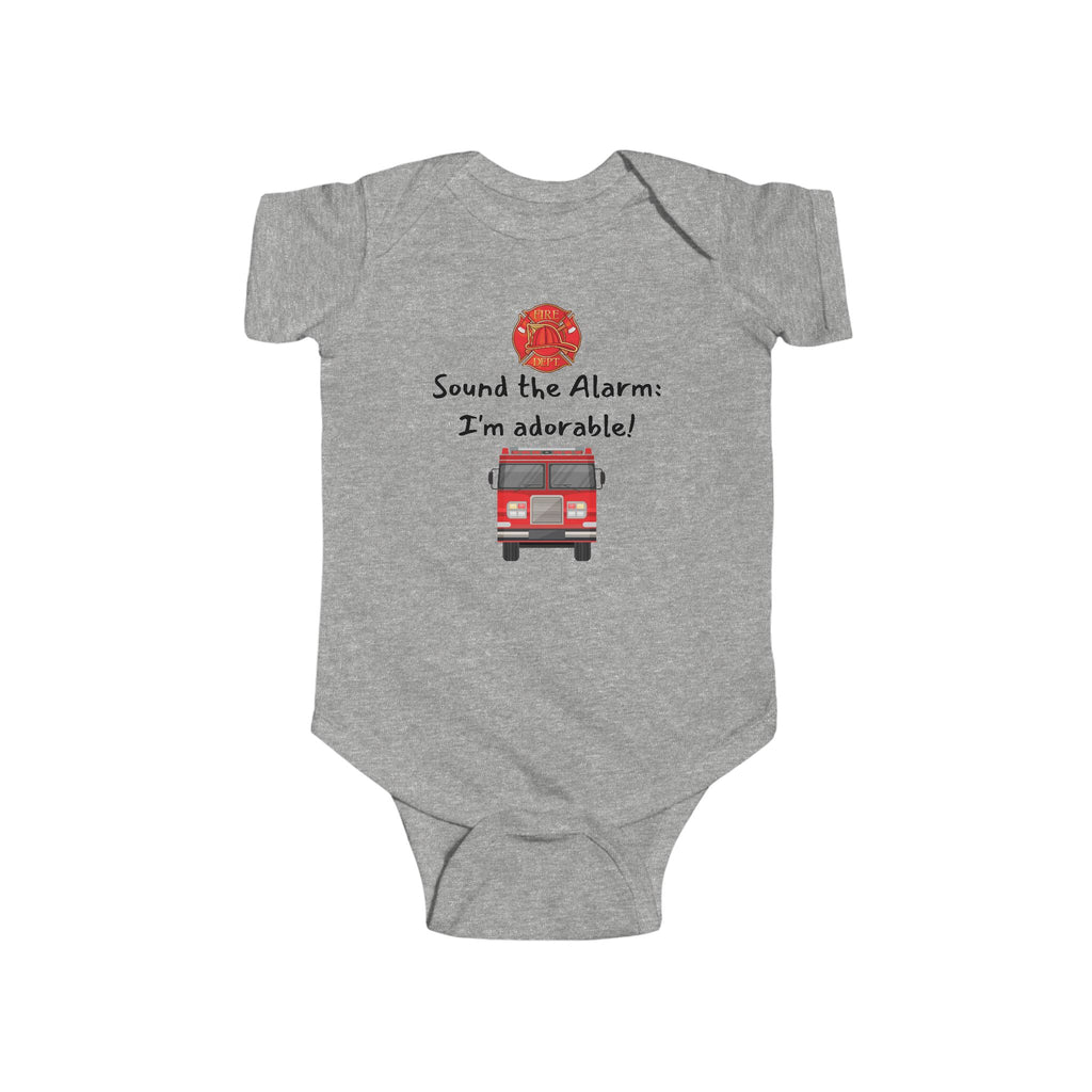 Sound the Alarm, I'm Adorable - Fireman baby bodysuit
