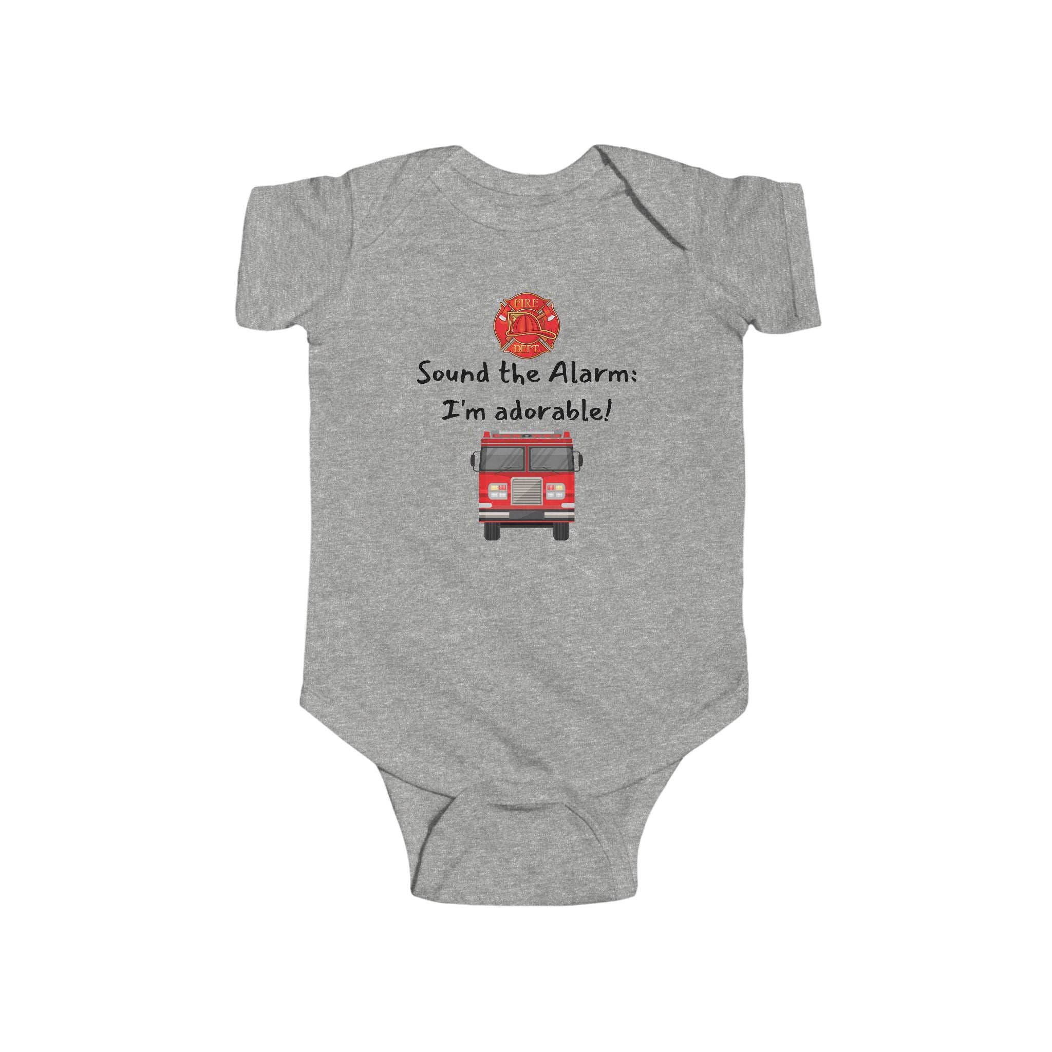 Sound the Alarm, I'm Adorable - Fireman baby bodysuit