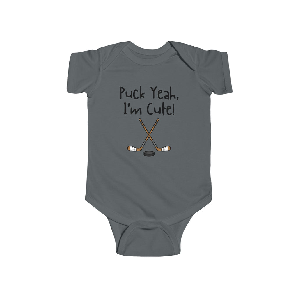 Puck Yeah I’m Cute Hockey Baby Bodysuit
