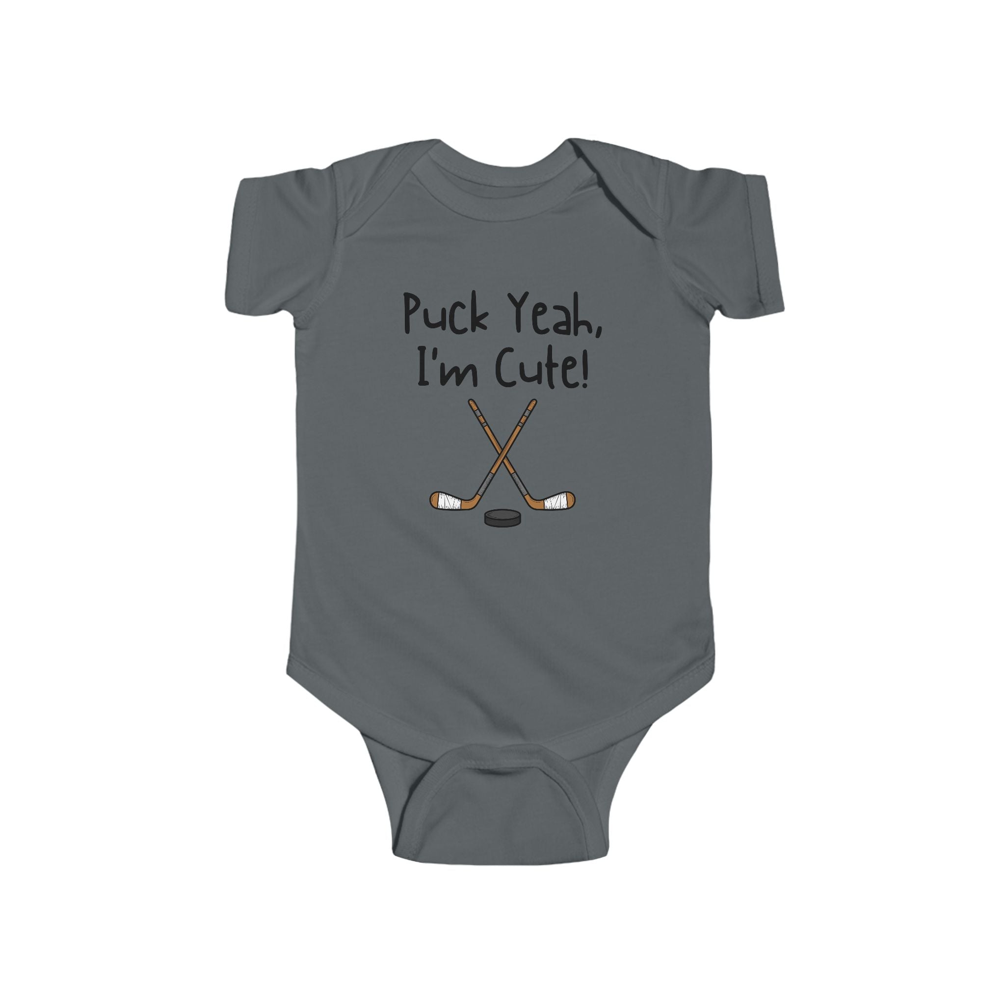 Puck yeah I'm Cute - Hockey baby shirt