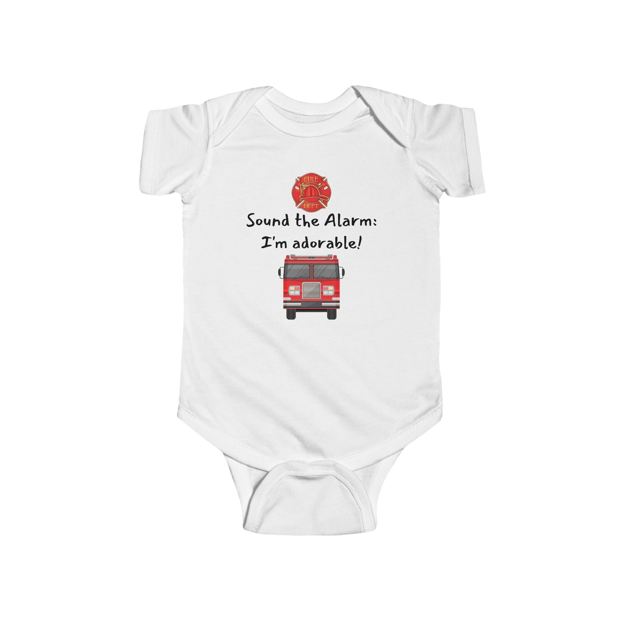 Sound the Alarm, I'm Adorable - Fireman baby bodysuit