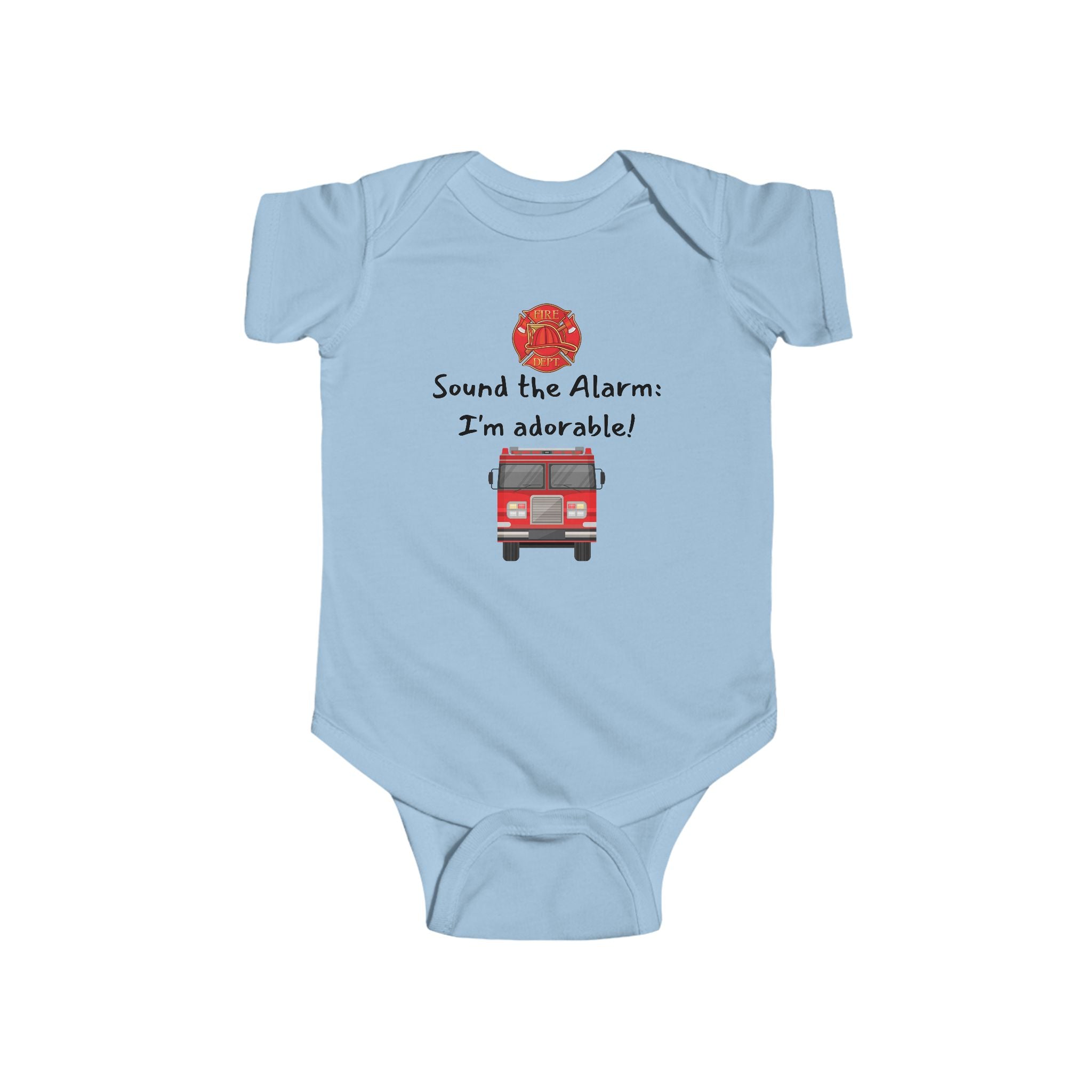 Sound the Alarm, I'm Adorable - Fireman baby bodysuit